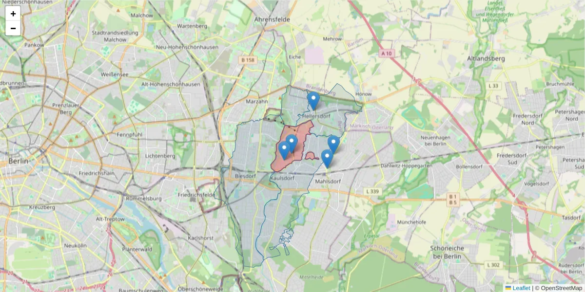 Karte des Postleitzahlen Bereichs  und der umliegenden Postleitzahlen in Deutschland