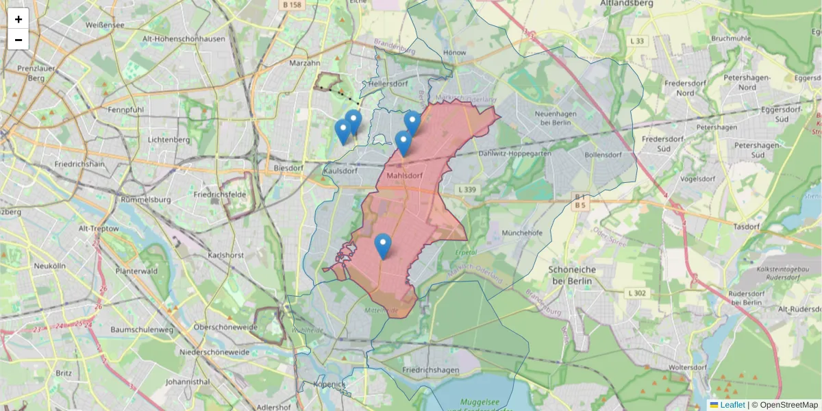 Karte des Postleitzahlen Bereichs  und der umliegenden Postleitzahlen in Deutschland
