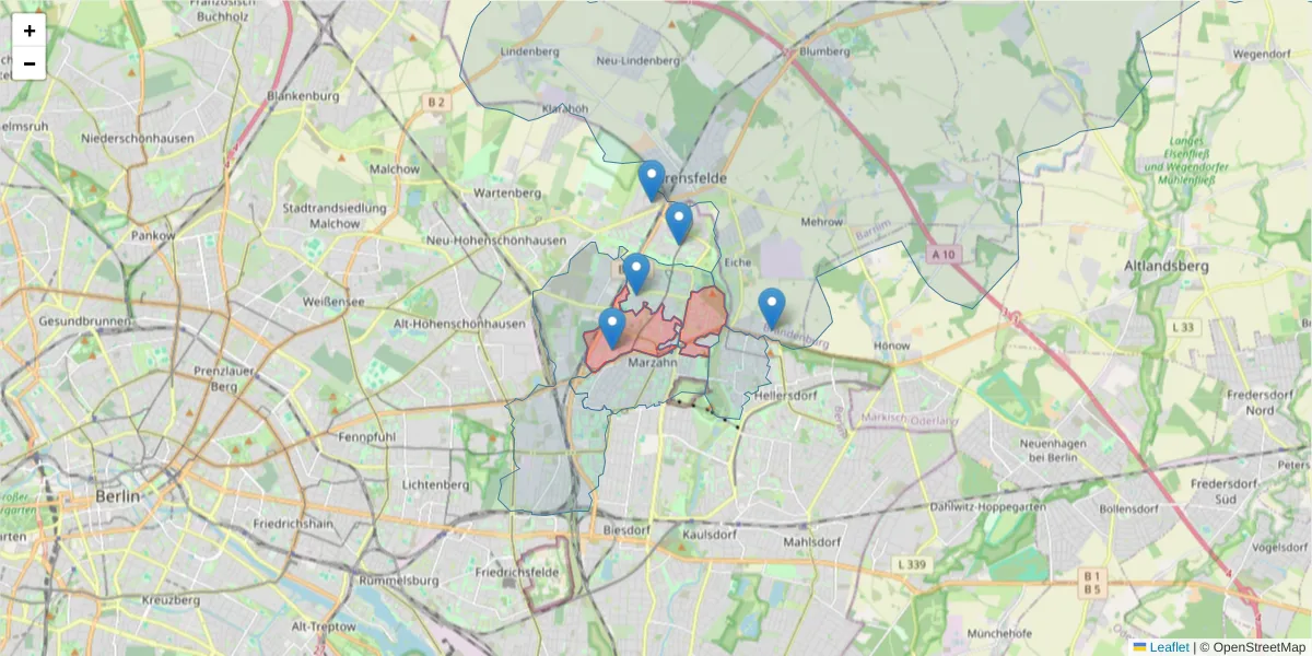Karte des Postleitzahlen Bereichs  und der umliegenden Postleitzahlen in Deutschland