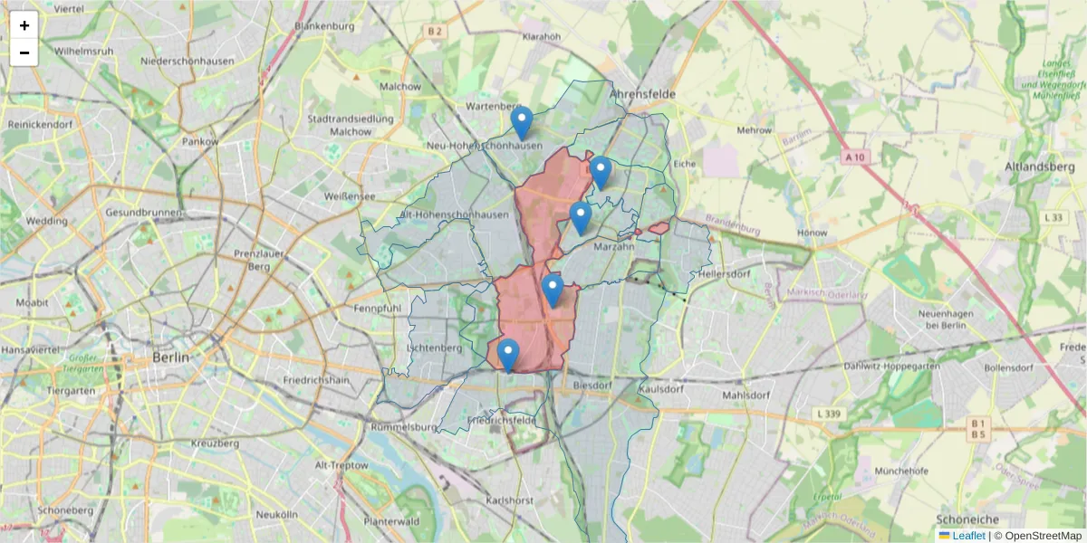 Karte des Postleitzahlen Bereichs  und der umliegenden Postleitzahlen in Deutschland