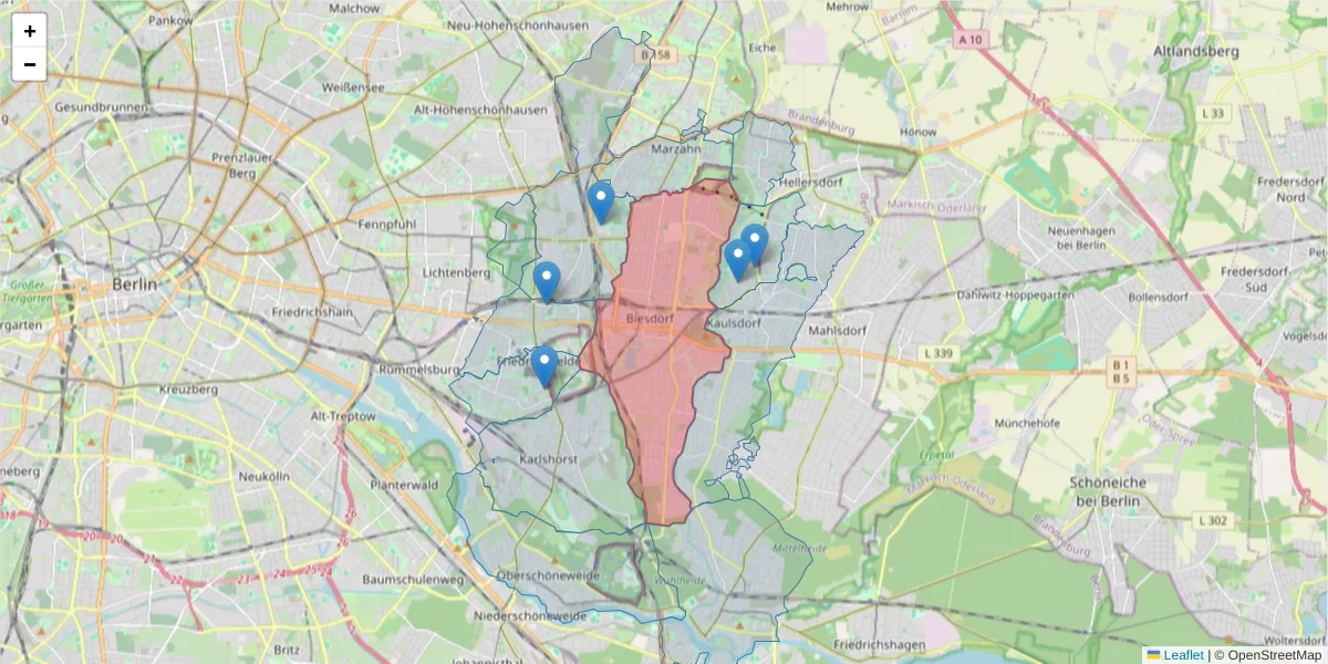 Karte des Postleitzahlen Bereichs  und der umliegenden Postleitzahlen in Deutschland