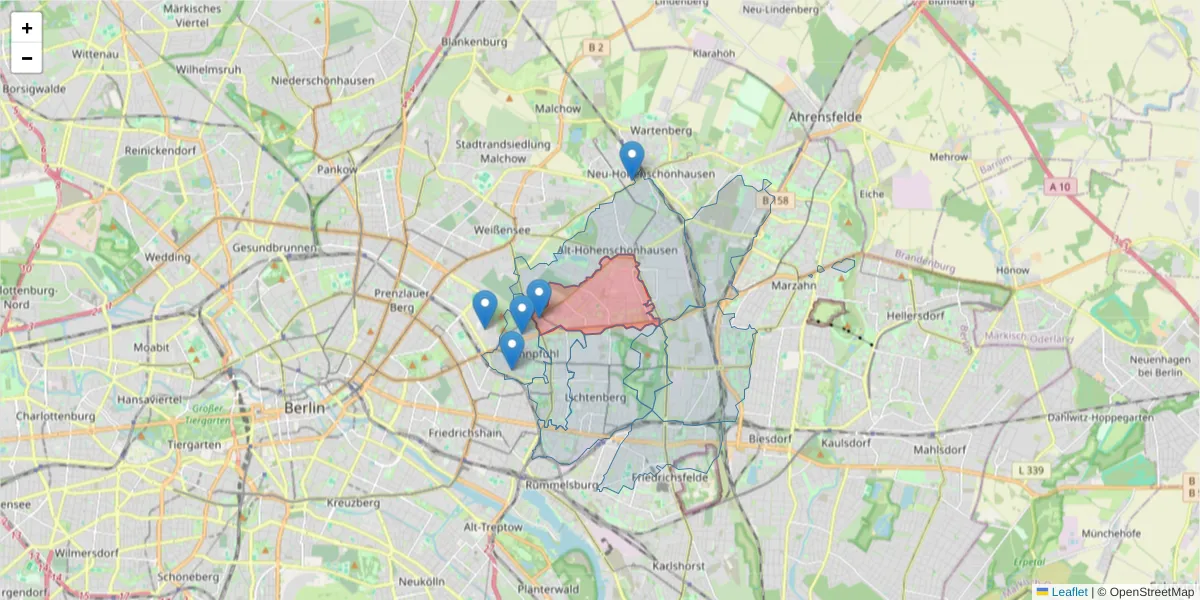 Karte des Postleitzahlen Bereichs  und der umliegenden Postleitzahlen in Deutschland
