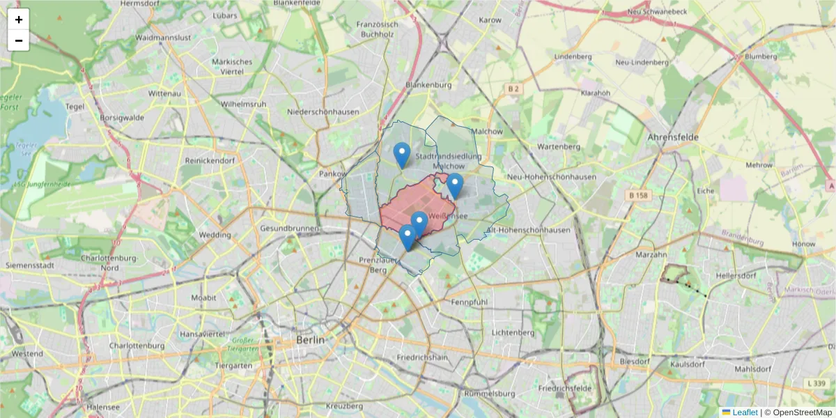 Karte des Postleitzahlen Bereichs  und der umliegenden Postleitzahlen in Deutschland