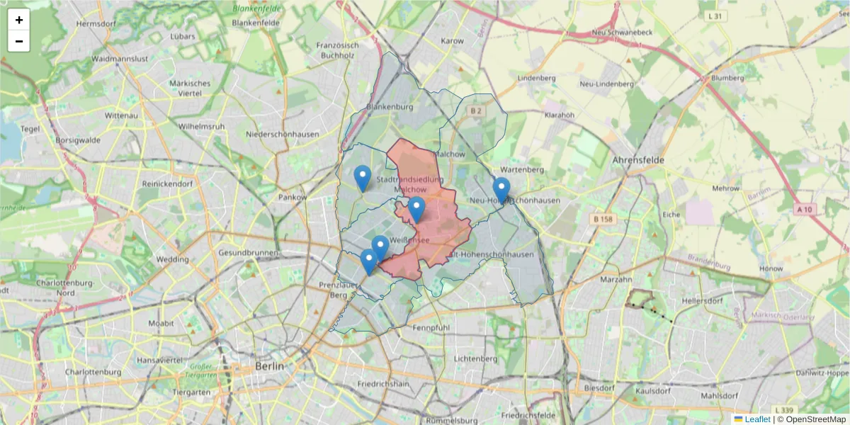 Karte des Postleitzahlen Bereichs  und der umliegenden Postleitzahlen in Deutschland