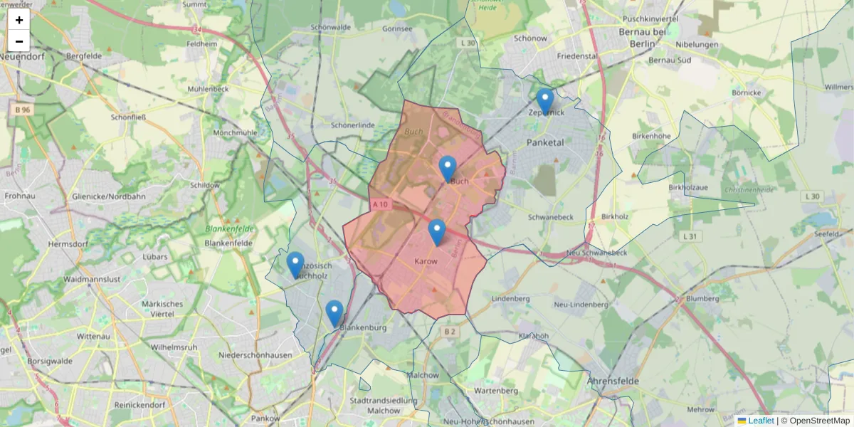 Karte des Postleitzahlen Bereichs  und der umliegenden Postleitzahlen in Deutschland