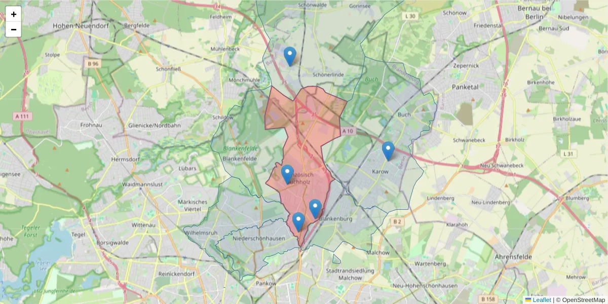 Karte des Postleitzahlen Bereichs  und der umliegenden Postleitzahlen in Deutschland