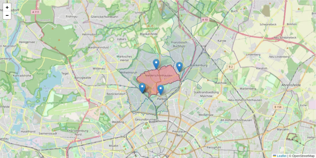 Karte des Postleitzahlen Bereichs  und der umliegenden Postleitzahlen in Deutschland