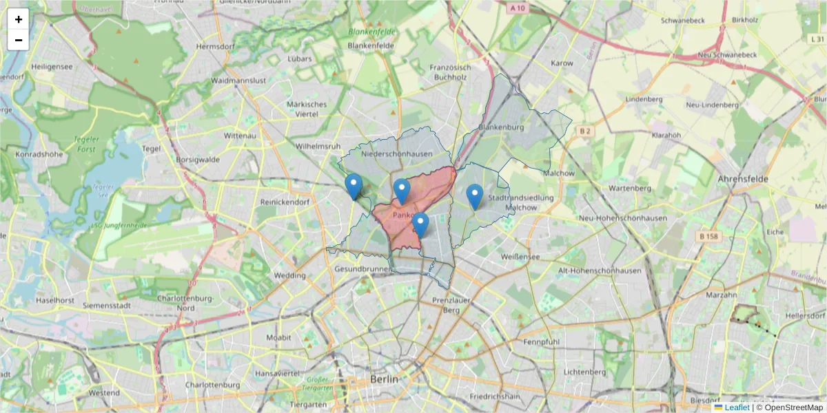 Karte des Postleitzahlen Bereichs  und der umliegenden Postleitzahlen in Deutschland