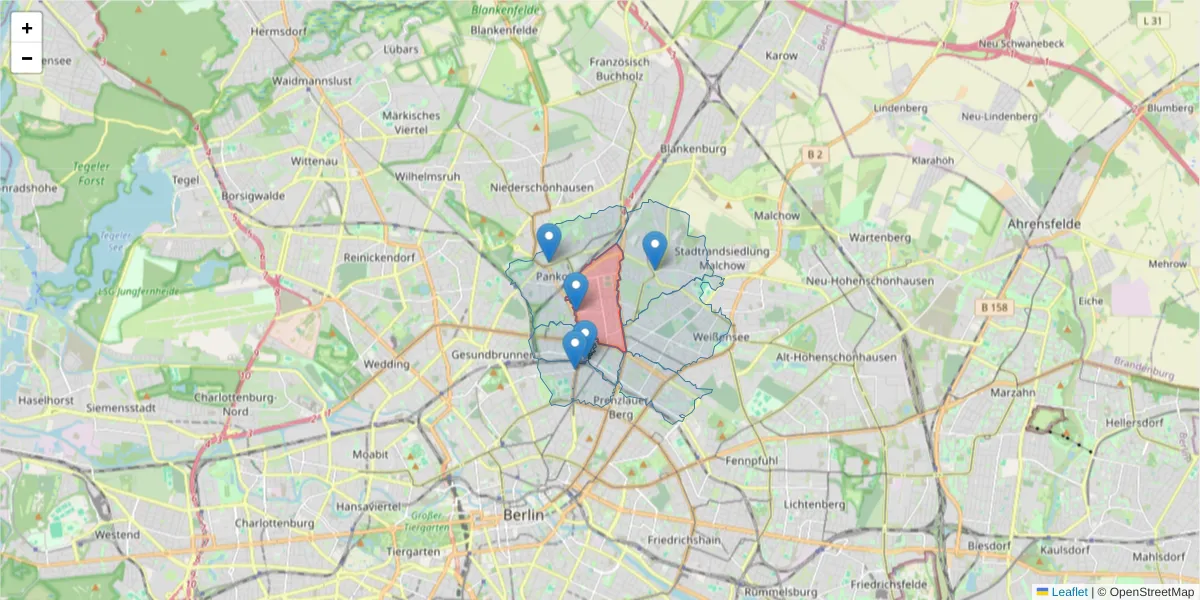 Karte des Postleitzahlen Bereichs  und der umliegenden Postleitzahlen in Deutschland