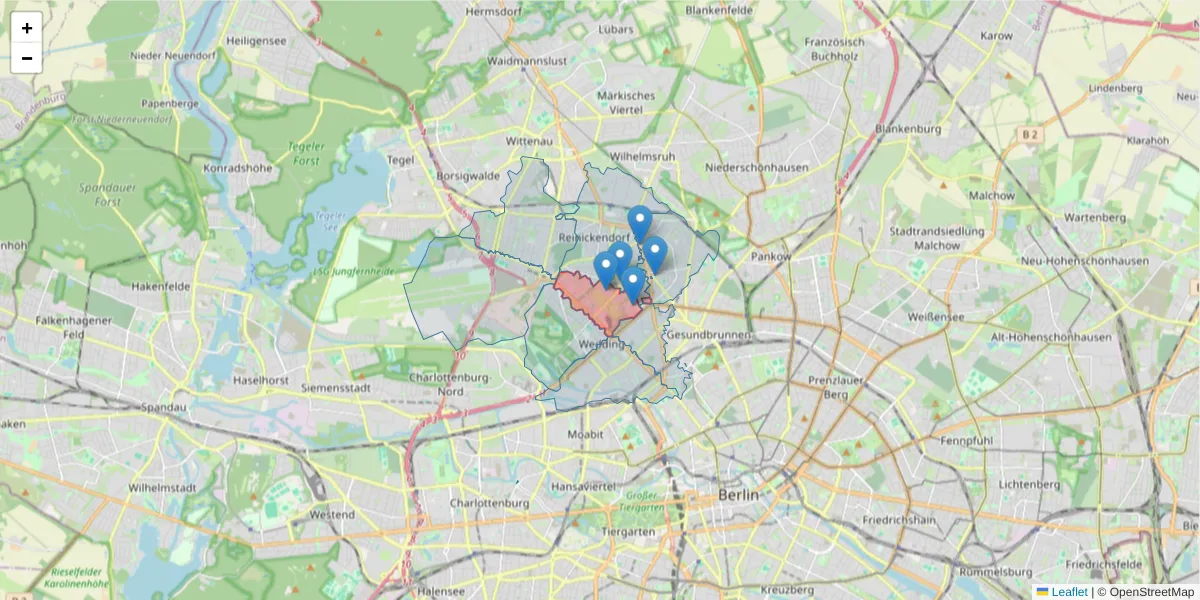 Karte des Postleitzahlen Bereichs  und der umliegenden Postleitzahlen in Deutschland