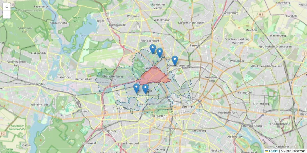 Karte des Postleitzahlen Bereichs  und der umliegenden Postleitzahlen in Deutschland