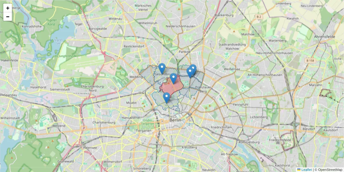 Karte des Postleitzahlen Bereichs  und der umliegenden Postleitzahlen in Deutschland