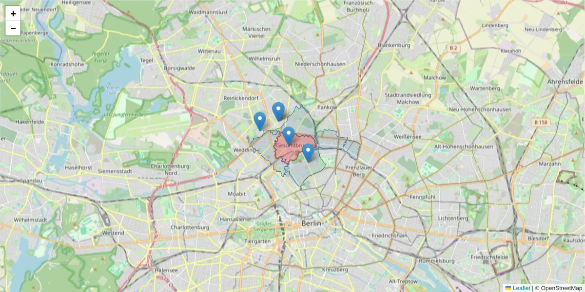 Karte des Postleitzahlen Bereichs  und der umliegenden Postleitzahlen in Deutschland