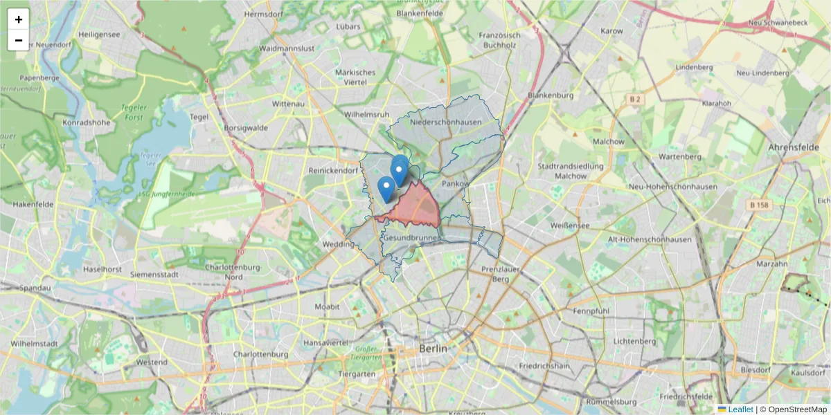 Karte des Postleitzahlen Bereichs  und der umliegenden Postleitzahlen in Deutschland