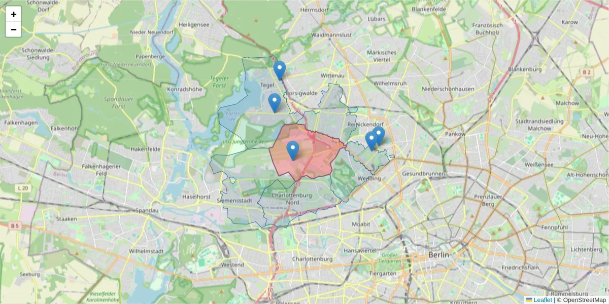 Karte des Postleitzahlen Bereichs  und der umliegenden Postleitzahlen in Deutschland