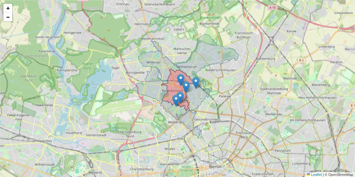 Karte des Postleitzahlen Bereichs  und der umliegenden Postleitzahlen in Deutschland