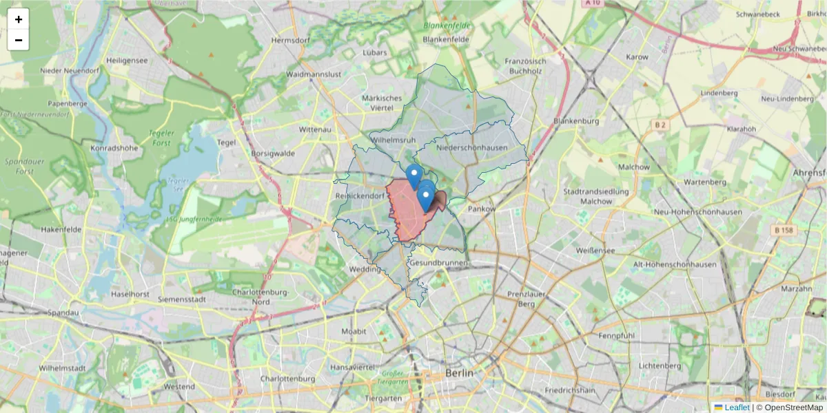 Karte des Postleitzahlen Bereichs  und der umliegenden Postleitzahlen in Deutschland