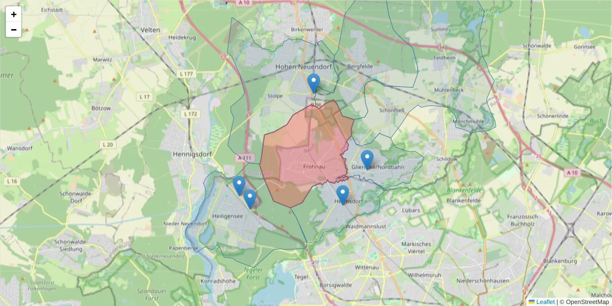 Karte des Postleitzahlen Bereichs  und der umliegenden Postleitzahlen in Deutschland