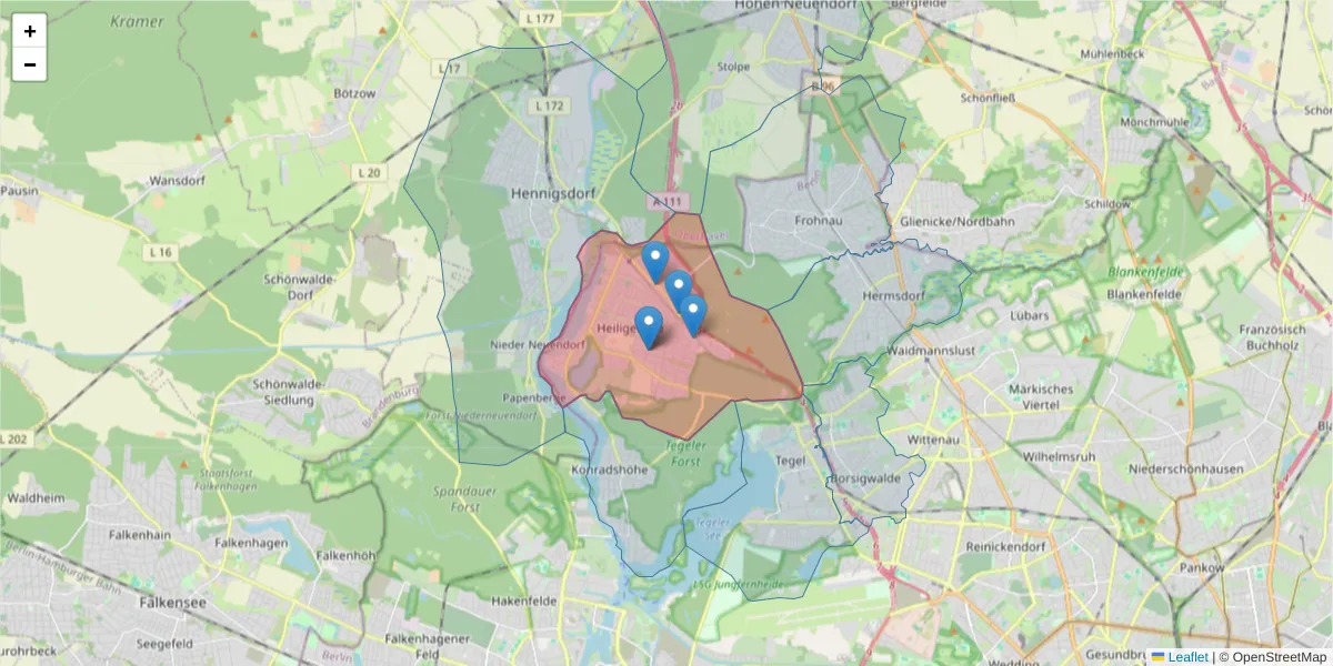 Karte des Postleitzahlen Bereichs  und der umliegenden Postleitzahlen in Deutschland