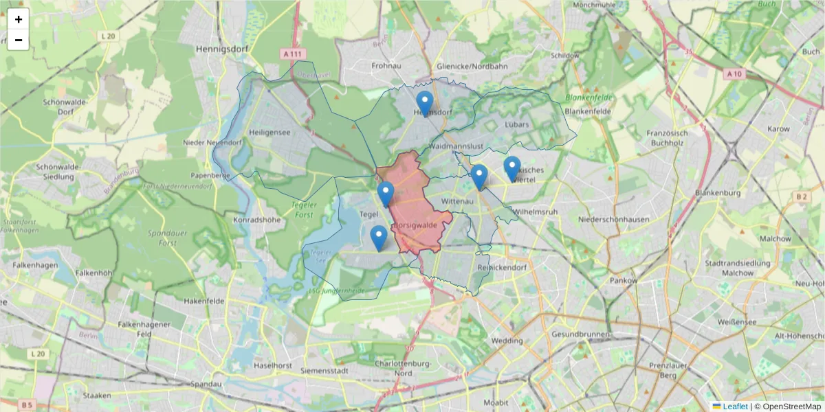 Karte des Postleitzahlen Bereichs  und der umliegenden Postleitzahlen in Deutschland