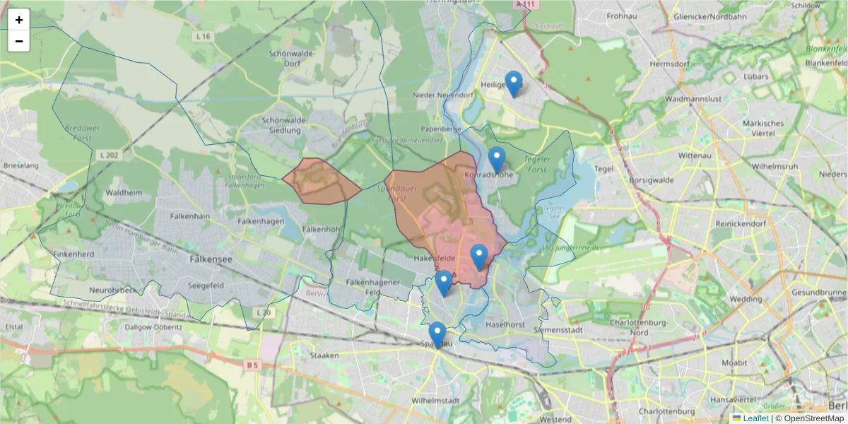 Karte des Postleitzahlen Bereichs  und der umliegenden Postleitzahlen in Deutschland