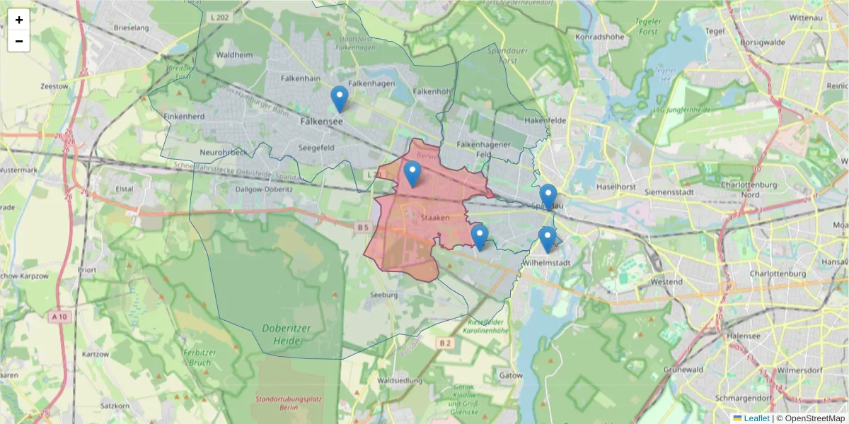 Karte des Postleitzahlen Bereichs  und der umliegenden Postleitzahlen in Deutschland
