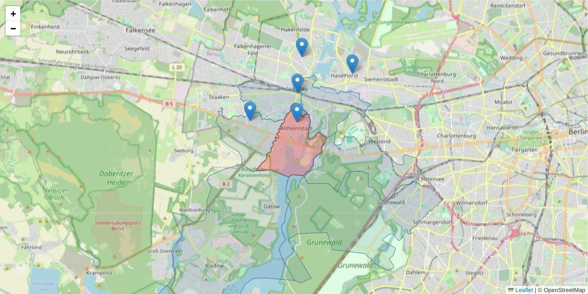 Karte des Postleitzahlen Bereichs  und der umliegenden Postleitzahlen in Deutschland