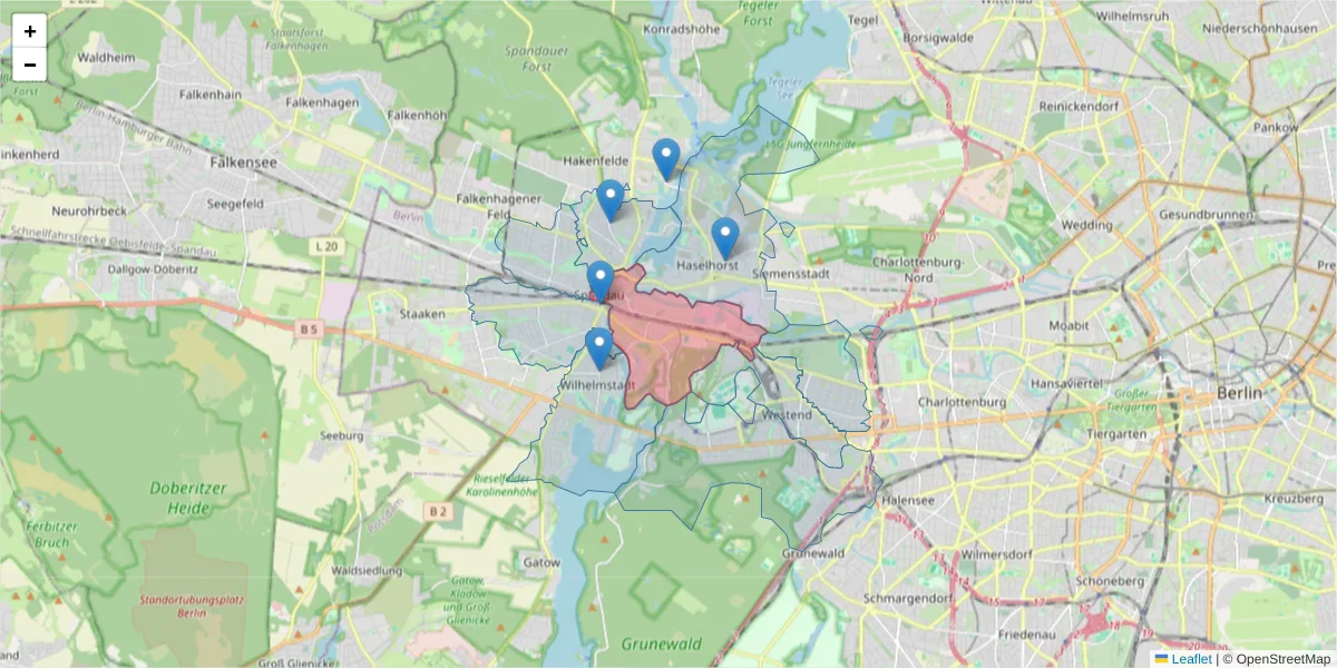 Karte des Postleitzahlen Bereichs  und der umliegenden Postleitzahlen in Deutschland