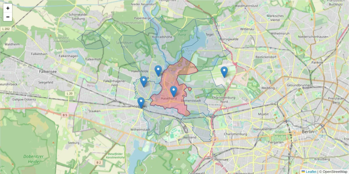 Karte des Postleitzahlen Bereichs  und der umliegenden Postleitzahlen in Deutschland