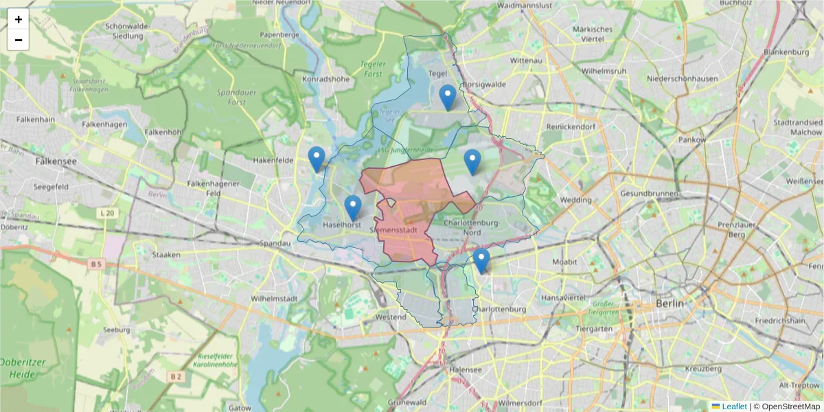 Karte des Postleitzahlen Bereichs  und der umliegenden Postleitzahlen in Deutschland
