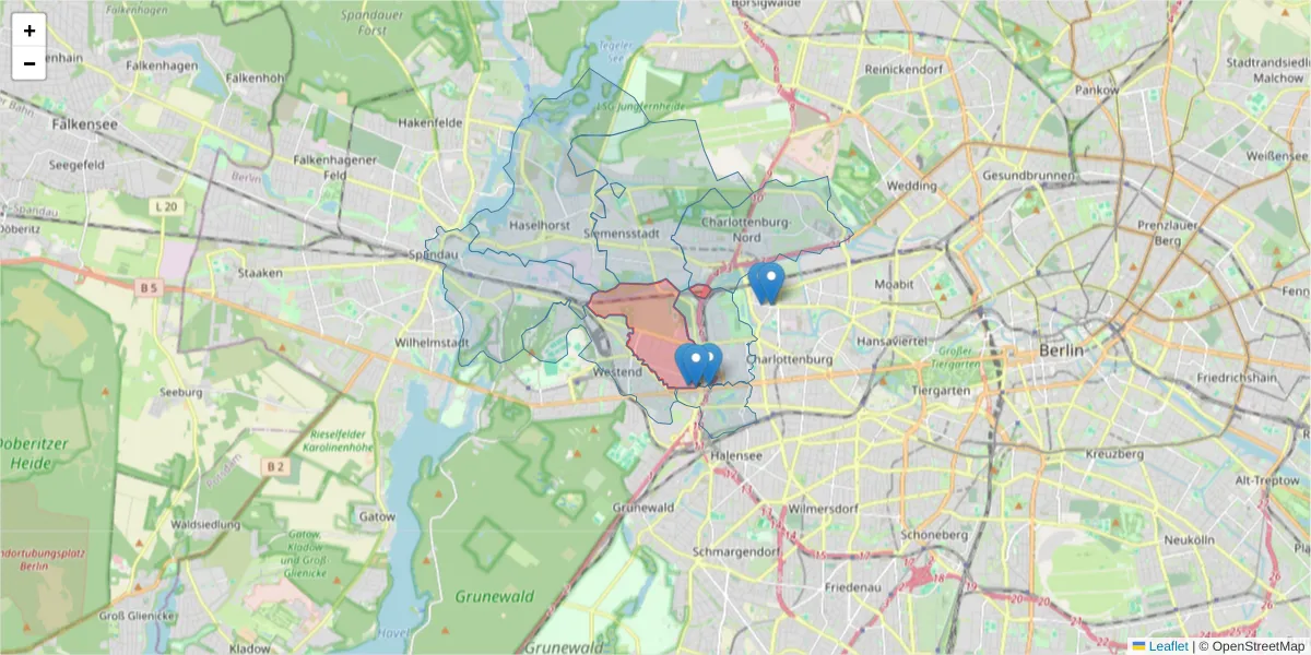 Karte des Postleitzahlen Bereichs  und der umliegenden Postleitzahlen in Deutschland