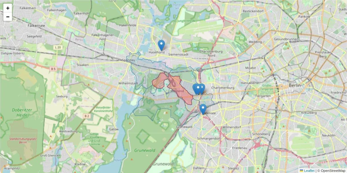 Karte des Postleitzahlen Bereichs  und der umliegenden Postleitzahlen in Deutschland