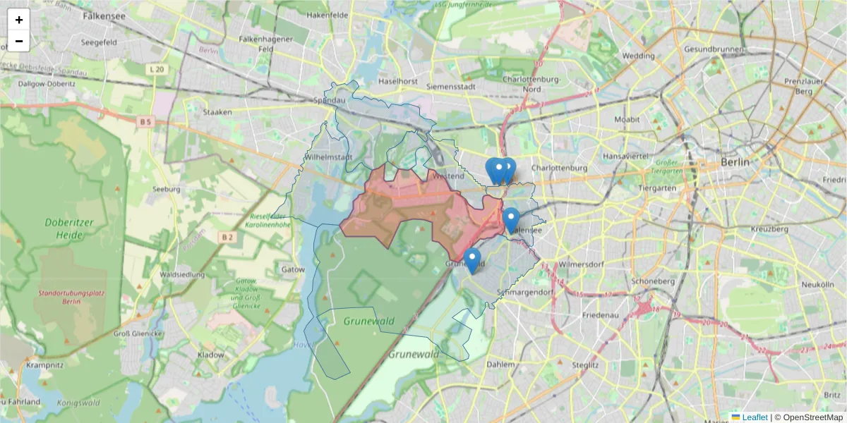 Karte des Postleitzahlen Bereichs  und der umliegenden Postleitzahlen in Deutschland