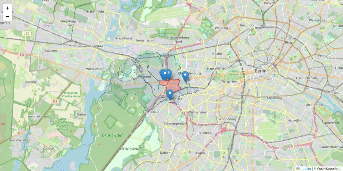 Karte des Postleitzahlen Bereichs  und der umliegenden Postleitzahlen in Deutschland