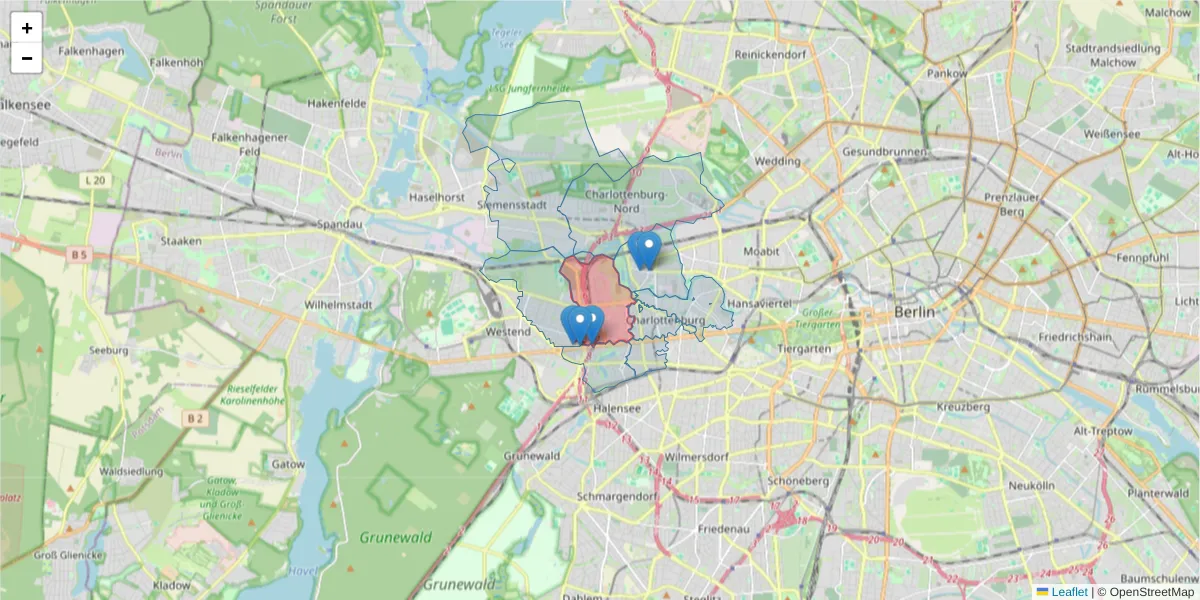 Karte des Postleitzahlen Bereichs  und der umliegenden Postleitzahlen in Deutschland
