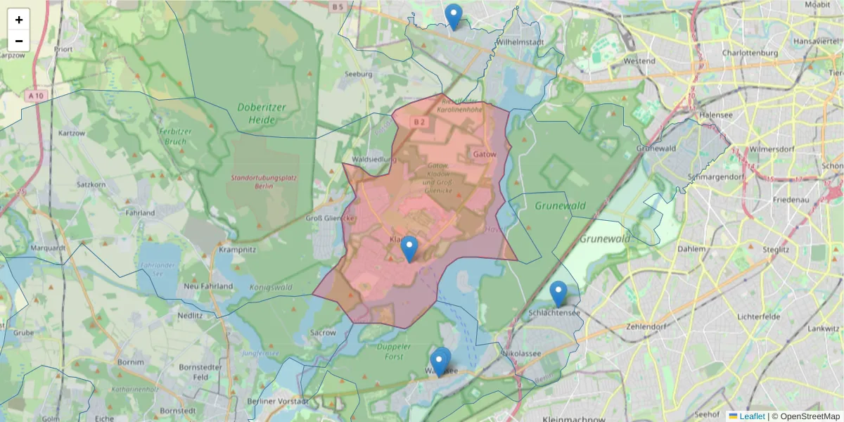 Karte des Postleitzahlen Bereichs  und der umliegenden Postleitzahlen in Deutschland