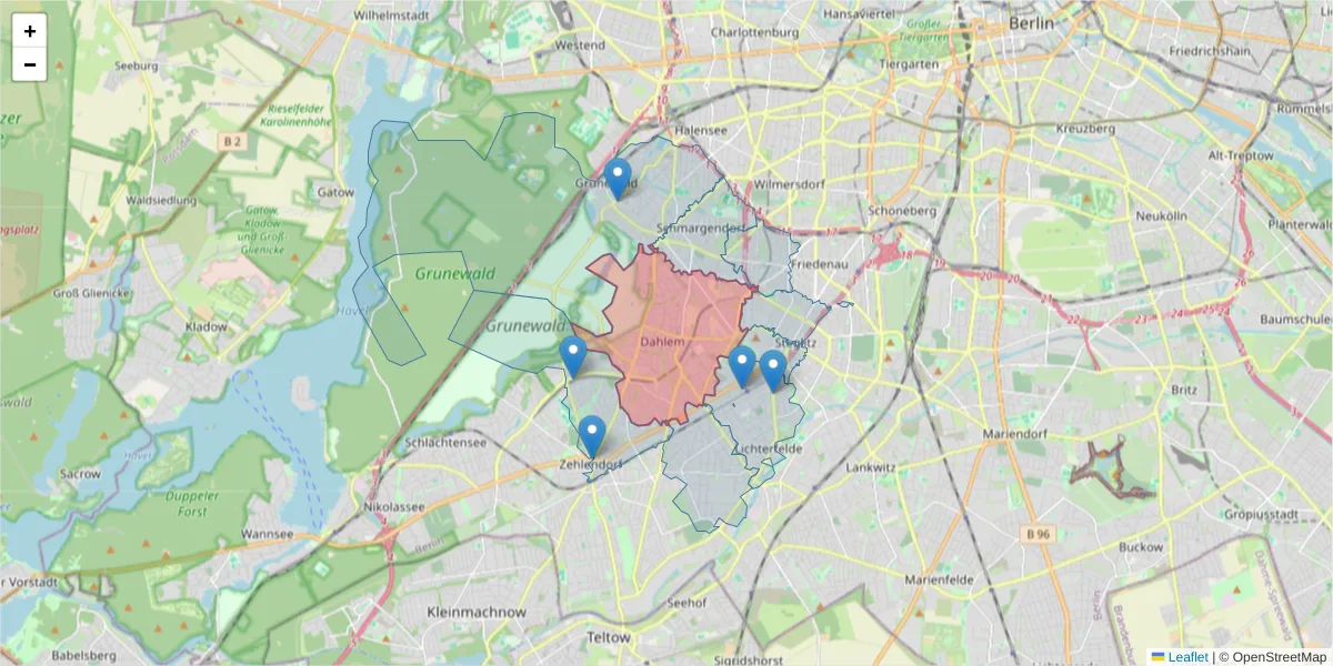 Karte des Postleitzahlen Bereichs  und der umliegenden Postleitzahlen in Deutschland