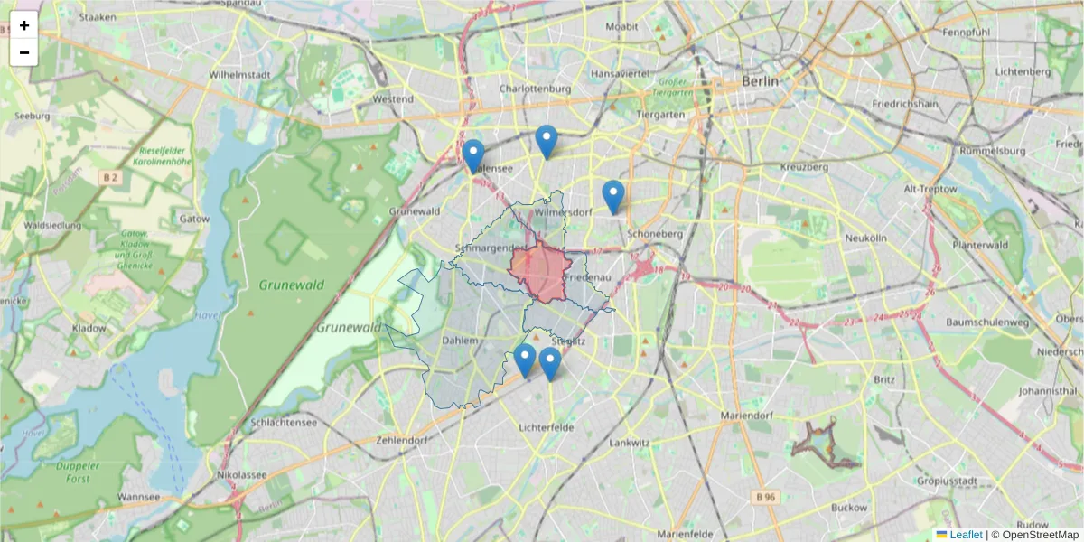 Karte des Postleitzahlen Bereichs  und der umliegenden Postleitzahlen in Deutschland