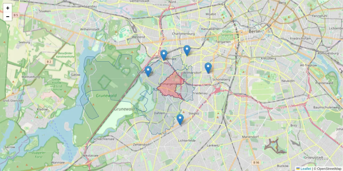 Karte des Postleitzahlen Bereichs  und der umliegenden Postleitzahlen in Deutschland