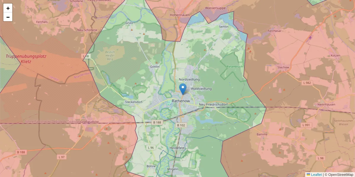 Karte des Postleitzahlen Bereichs  und der umliegenden Postleitzahlen in Deutschland