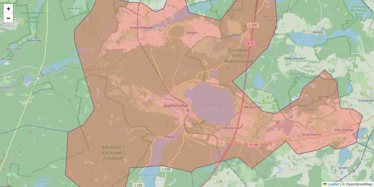 Karte des Postleitzahlen Bereichs  und der umliegenden Postleitzahlen in Deutschland