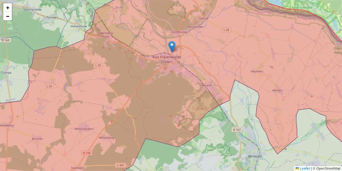 Karte des Postleitzahlen Bereichs  und der umliegenden Postleitzahlen in Deutschland