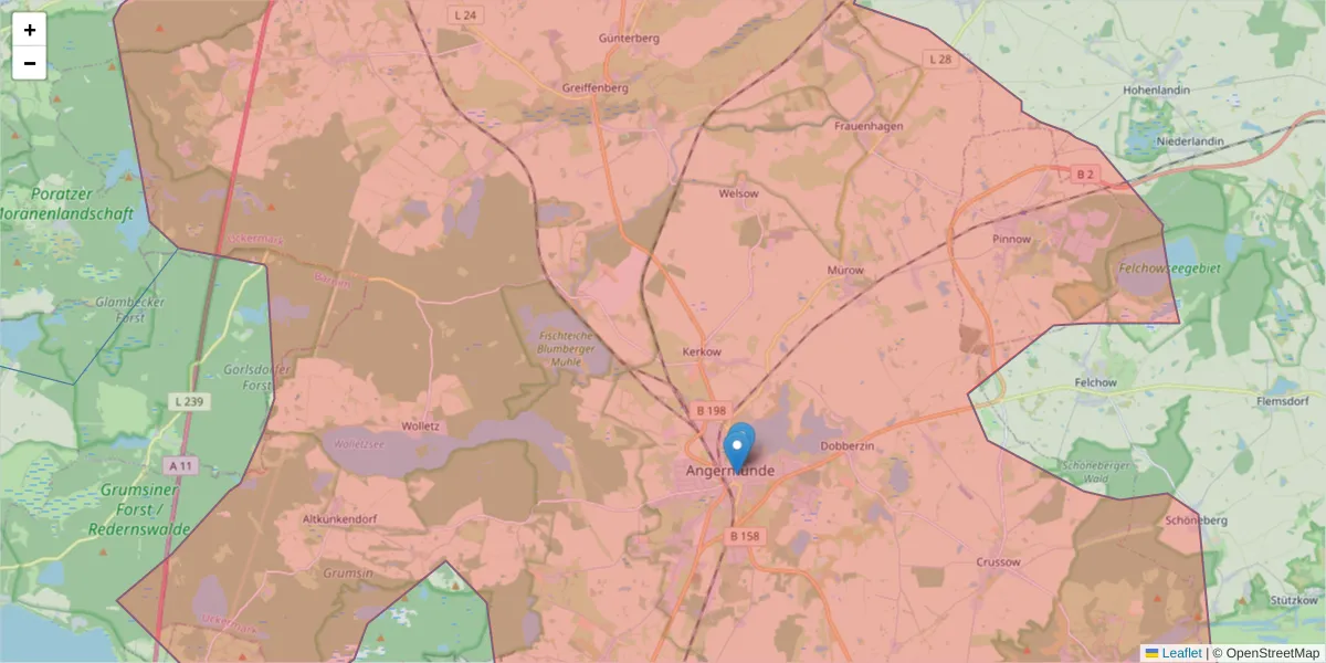 Karte des Postleitzahlen Bereichs  und der umliegenden Postleitzahlen in Deutschland