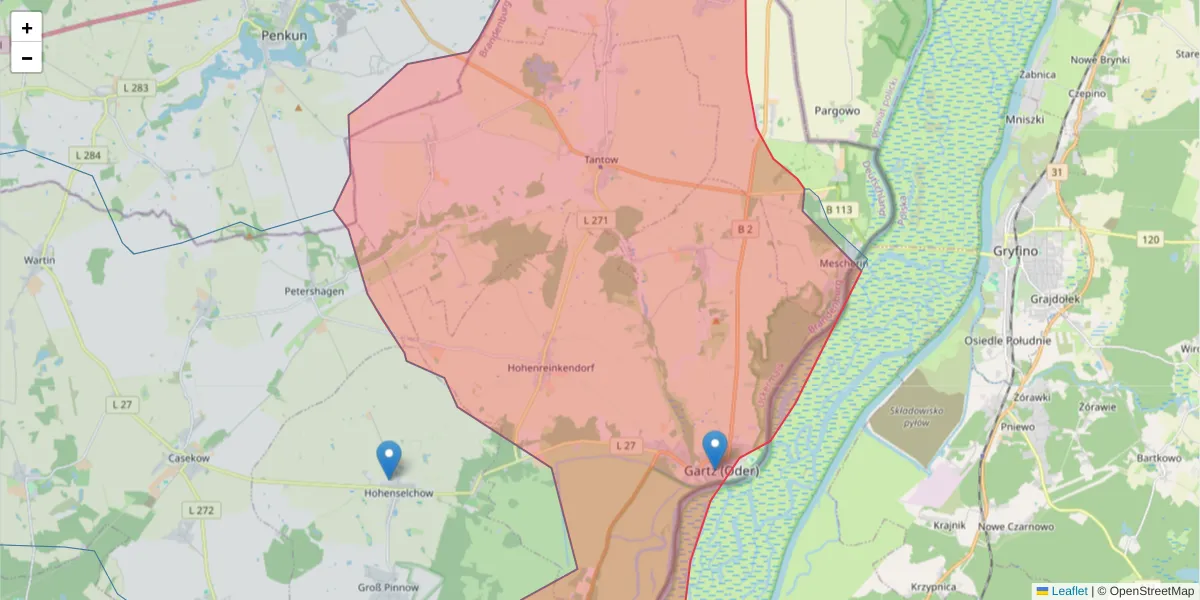 Karte des Postleitzahlen Bereichs  und der umliegenden Postleitzahlen in Deutschland