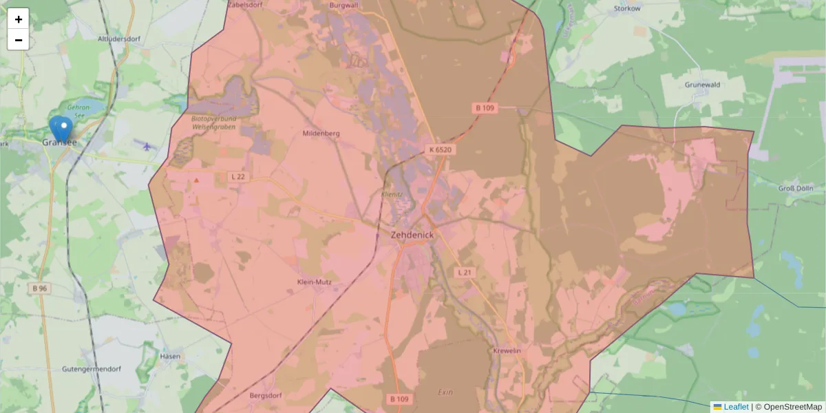 Karte des Postleitzahlen Bereichs  und der umliegenden Postleitzahlen in Deutschland