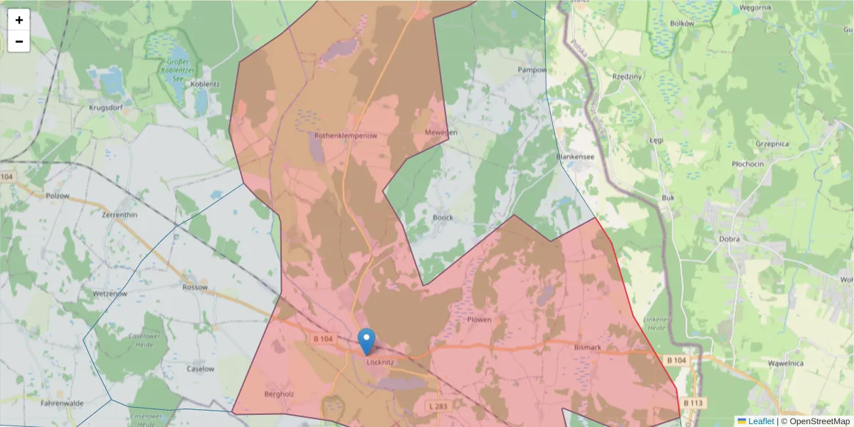Karte des Postleitzahlen Bereichs  und der umliegenden Postleitzahlen in Deutschland