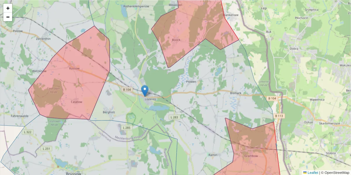 Karte des Postleitzahlen Bereichs  und der umliegenden Postleitzahlen in Deutschland