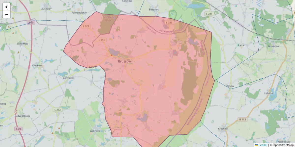 Karte des Postleitzahlen Bereichs  und der umliegenden Postleitzahlen in Deutschland