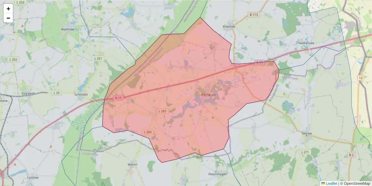 Karte des Postleitzahlen Bereichs  und der umliegenden Postleitzahlen in Deutschland