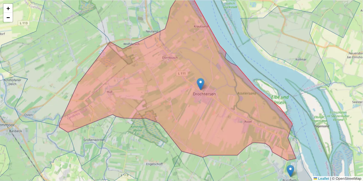 Karte des Postleitzahlen Bereichs  und der umliegenden Postleitzahlen in Deutschland